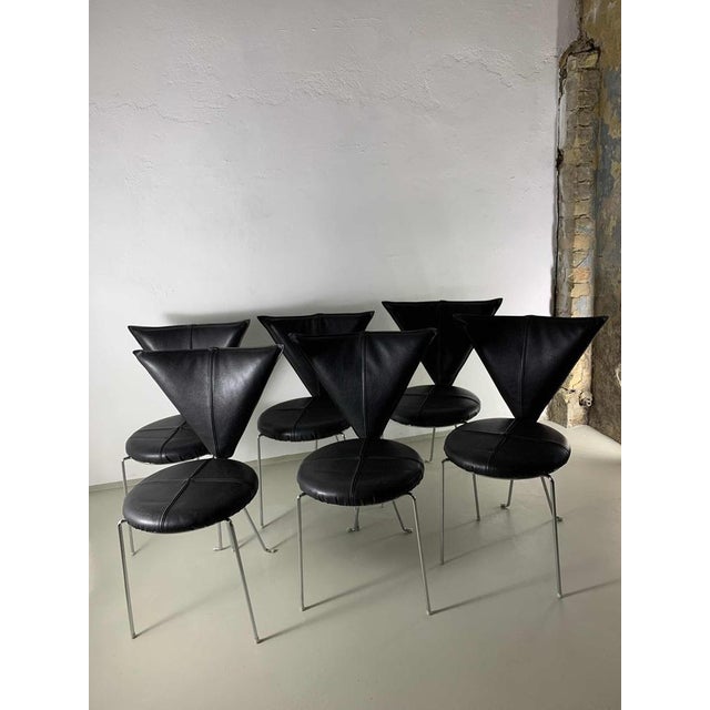 Black Leatherette Metal Chairs from Lubke, 1990s, Set of 6 For Sale - Image 13 of 14