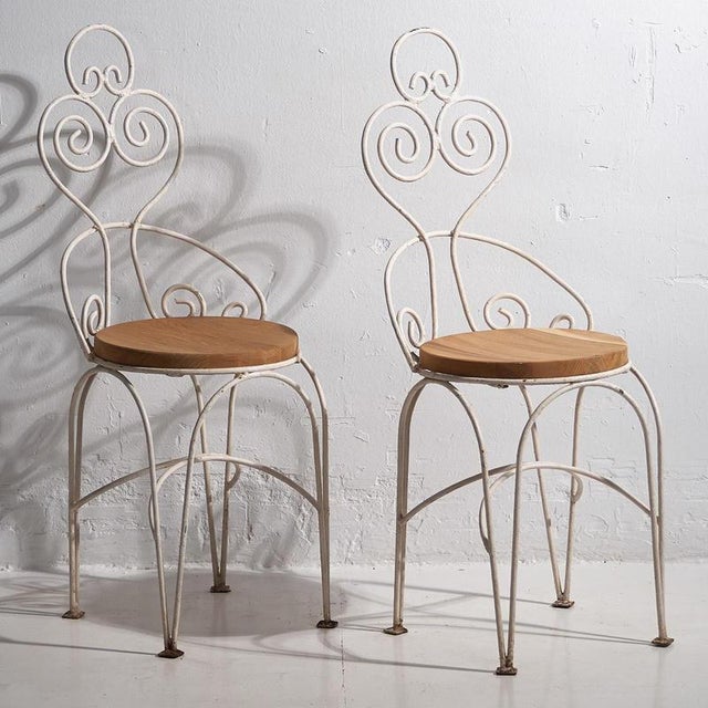 Metal Antique White Garden Chairs, 1920s, Set of 4 For Sale - Image 7 of 18