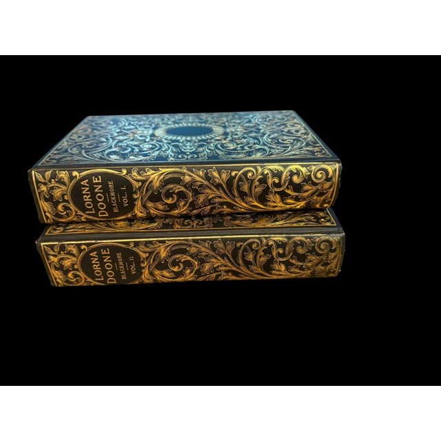Antique 1890s Lorna Doone 2-Volume Gilt Set With Original Dust Jackets - Pair For Sale - Image 13 of 16