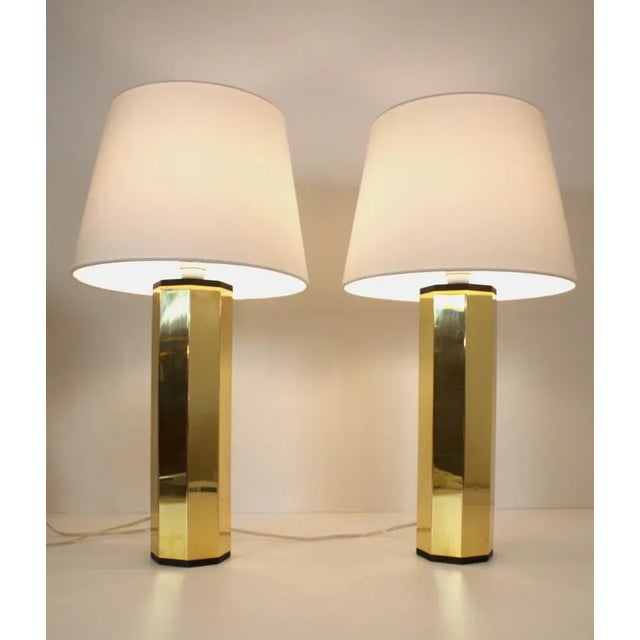 Swedish Hexagonal Brass Table Lamps by Hans Agne Jakobsson for Hans Agne Jakobsson Ab, 1960s, Set of 2 For Sale - Image 6 of 13