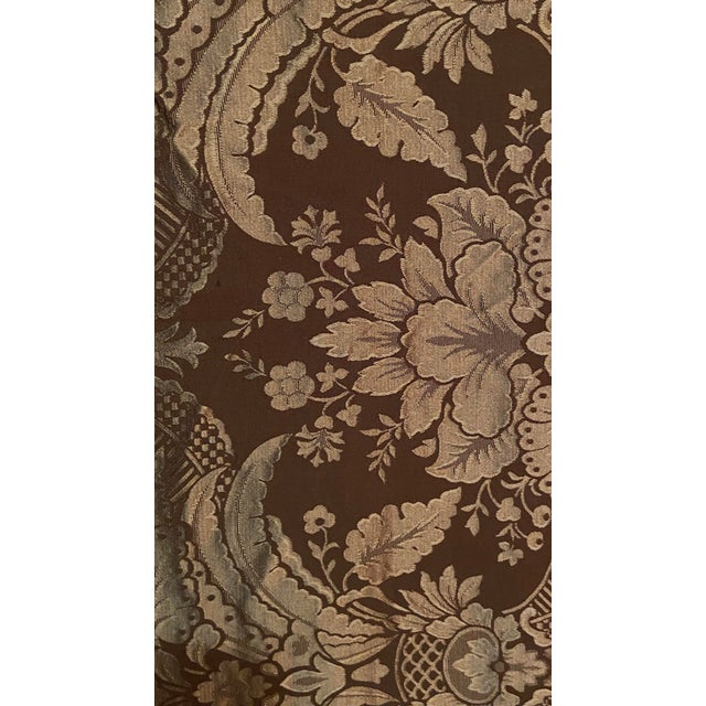 1990s Italian Damask Silk Fabric Brown and Gold 1 Yard For Sale - Image 5 of 12