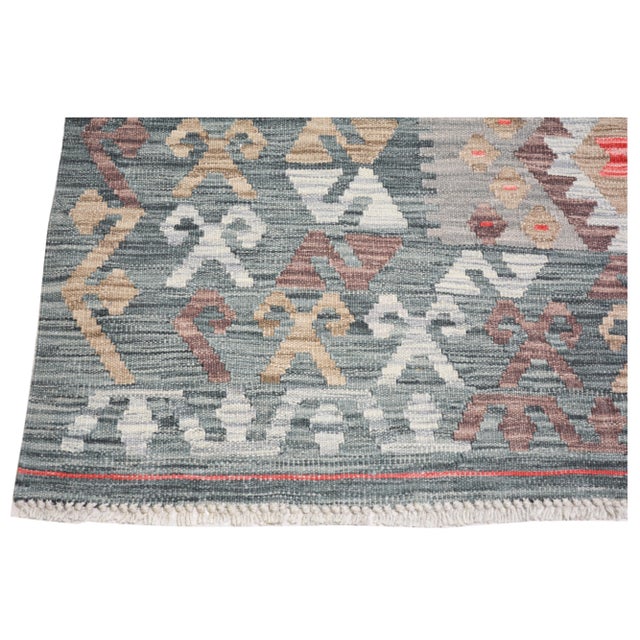 Afghan Tribal Natural Color Hand Made Organic Wool Maimana Kilim,6'10"x9'8" For Sale - Image 4 of 5