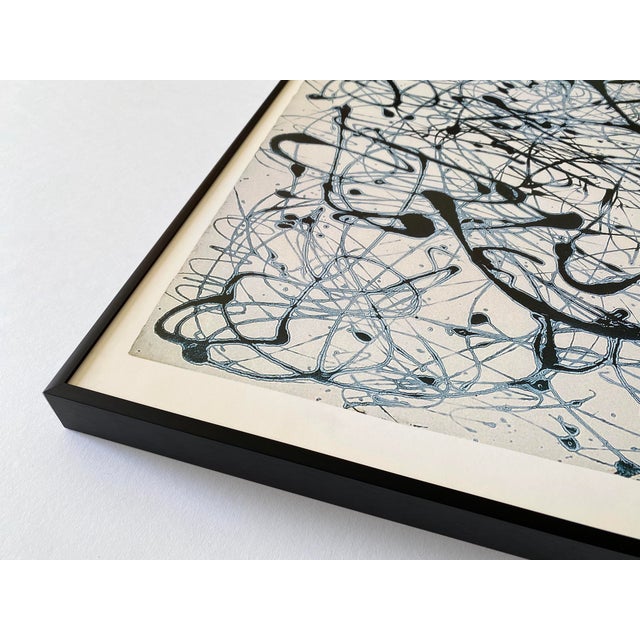 1990s Jackson Pollock Vintage 1998 Abstract Expressionist Lithograph Print Framed Modernist Exhibition Poster " Number 14 : Gray " 1948 For Sale - Image 5 of 17