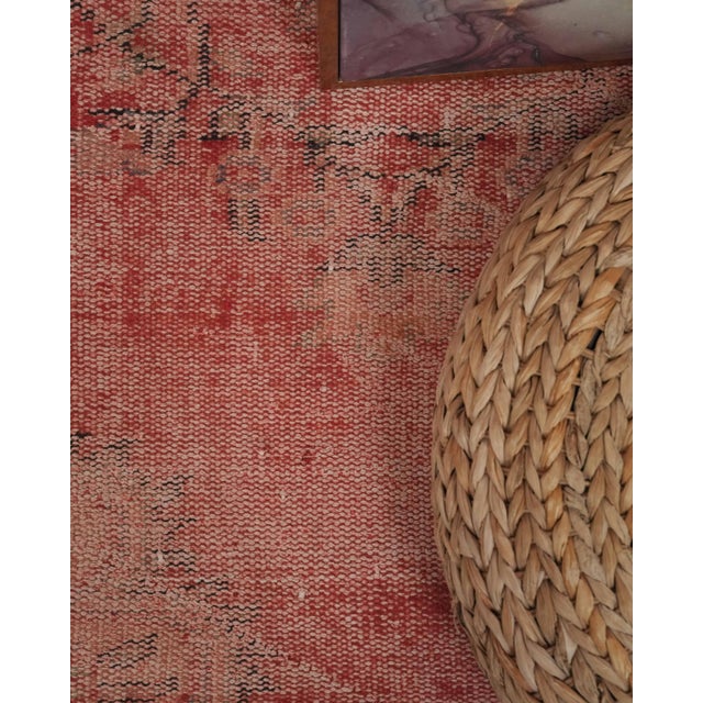 1970s 1970s Vintage Handmade Wool Cotton Red Area Rug For Sale - Image 5 of 12