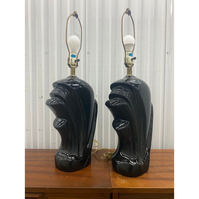 Art Deco 1980s Art-Deco Style Lamps a Pair . For Sale - Image 3 of 12
