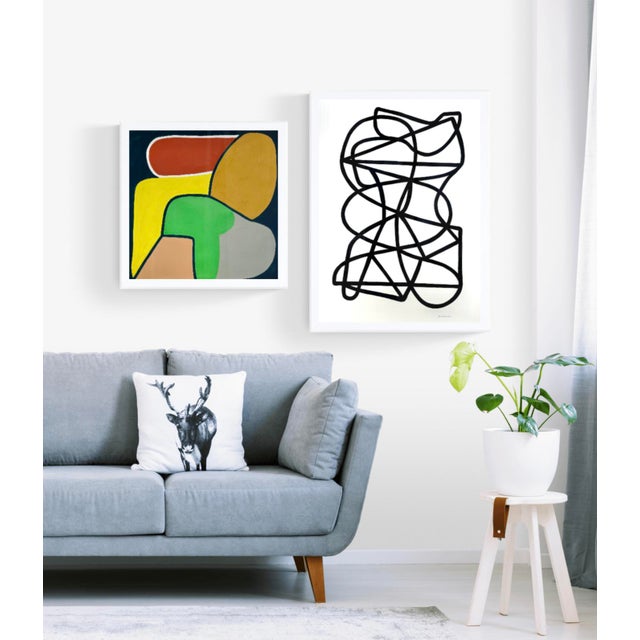 2020s Contemporary Mid-Century Style Modern Shapes Gouache Painting by Sarah Vaaler For Sale - Image 5 of 5