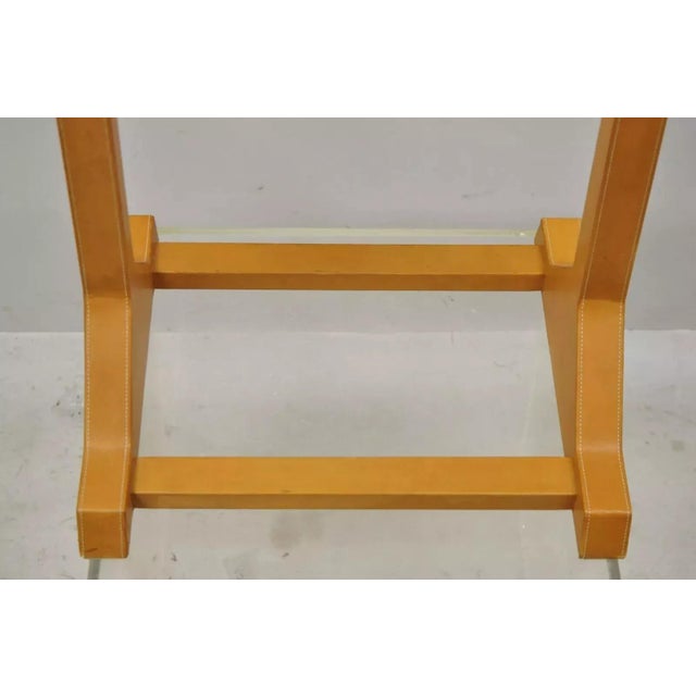 Late 20th Century Modern Saddle Leather Italian Gentleman's Clothing Valet Suit Butler Stand For Sale - Image 9 of 12