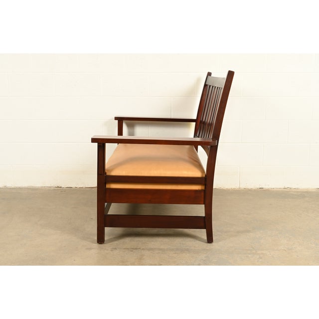 L. & J. G. Stickley Antique Mission Arts & Crafts Onondaga Mahogany Bench or Settle Sofa, Circa 1902 For Sale - Image 11 of 13