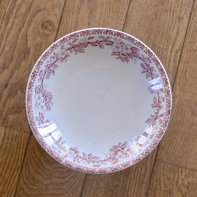 Ceramic Antique French Pink Ironstone Compote Dish with Floral Decoration For Sale - Image 7 of 13