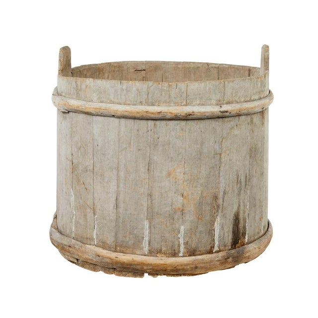 19th century scandinavian pine storage barrel circa 1850. fantastic opportunity for a piece of up cycling with this piece...