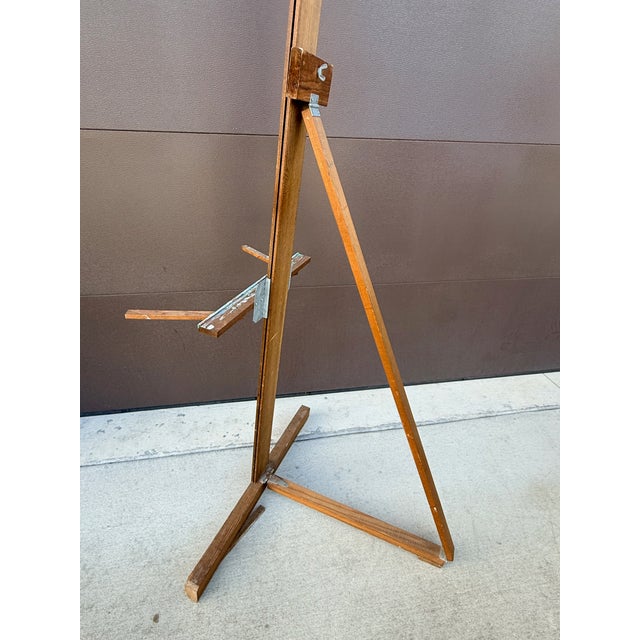 Mid-Century Modern Vintage Mid Century Wooden Studio Artist Easel With Adjustable Canvas Support For Sale - Image 3 of 6