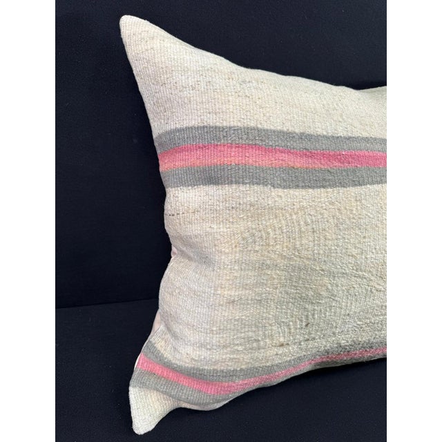 Turkish Hemp Pillow Cushion Natural Beige Pink Pillow Cushion Cover 24"x24" #30427 Enhance your home decor with our Kilim...