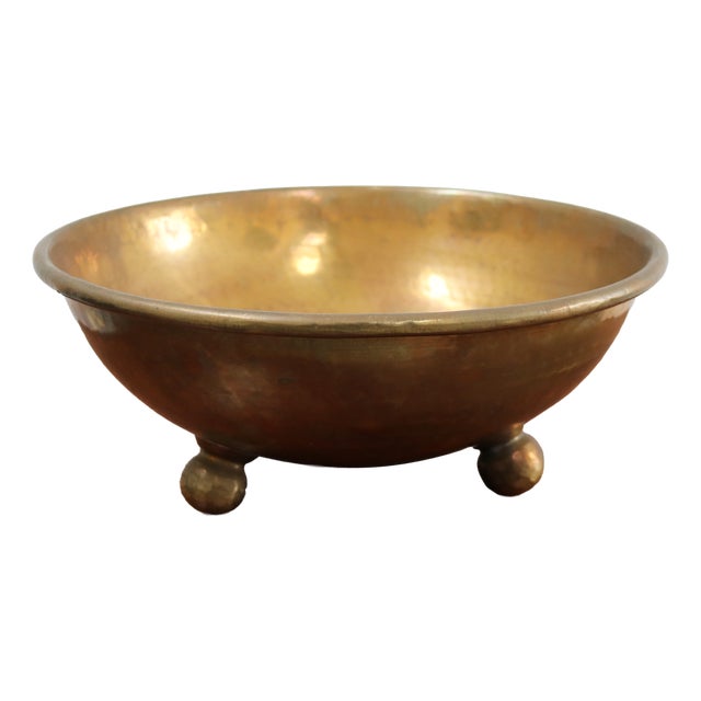 Large Swedish Art Deco Brass Fruit Bowl, 1920s For Sale