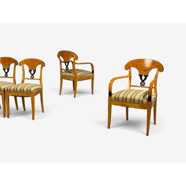 Neoclassical, Ten Dining Chairs, Ebonized Wood, Beech, Austria, 1970s For Sale - Image 4 of 15