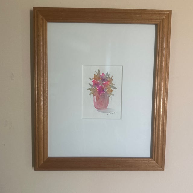 Contemporary “Joy” Matted and Framed Original Botanical by Nancy Smith For Sale - Image 3 of 4