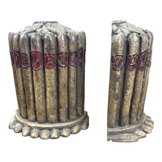 Mid Century Modern Cast Resin Cigar Bookends For Sale