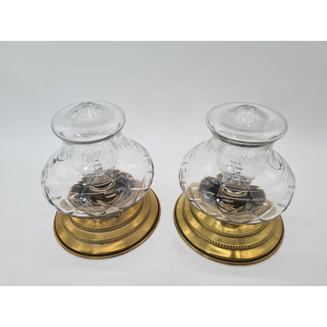 Vintage Wall Sconces in Brass and Cut Glass, 1970s, Set of 2 For Sale - Image 4 of 9