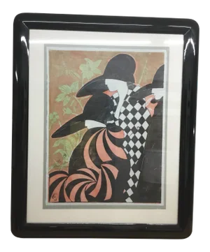 “Garden Strollers” Woodblock on Mulberry Paper by Stiphen White ( NC, 1944)