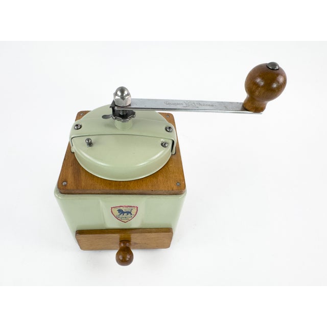 Vintage Peugeot Frères French Coffee Grinder in Sage Green, Mid-20th Century For Sale - Image 11 of 14