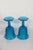 Glass Pair Le Smith Glass Daisy Button Colonial Blue Crimped Compotes Cups Vases 4211b For Sale - Image 7 of 12
