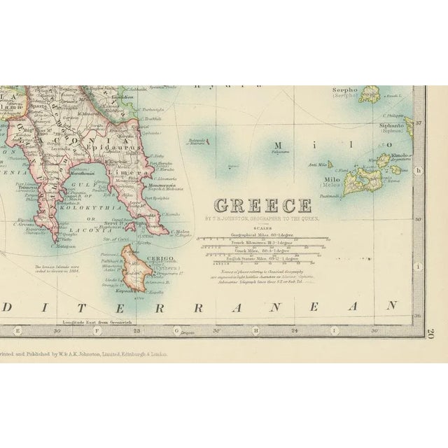 Paper Antique Map of Greece and the Cyclades by Aeg, 1903 For Sale - Image 7 of 10
