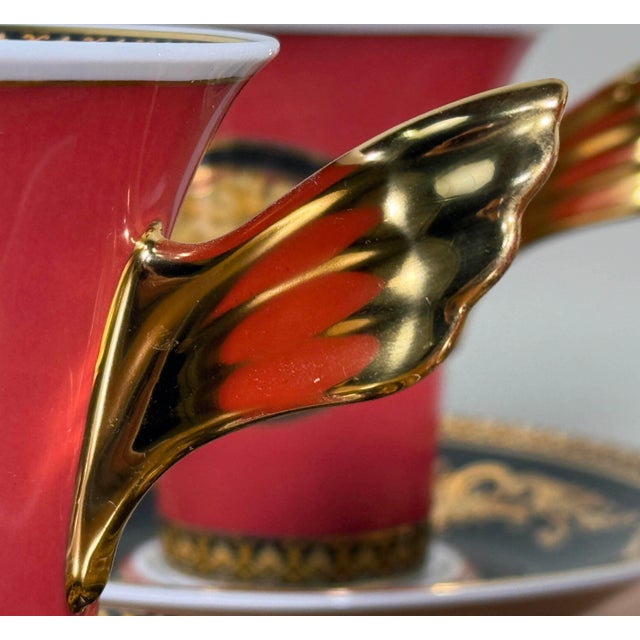 Red Baroque Versace Medusa Red Espresso Cups and Saucers - Set of 6 For Sale - Image 8 of 16