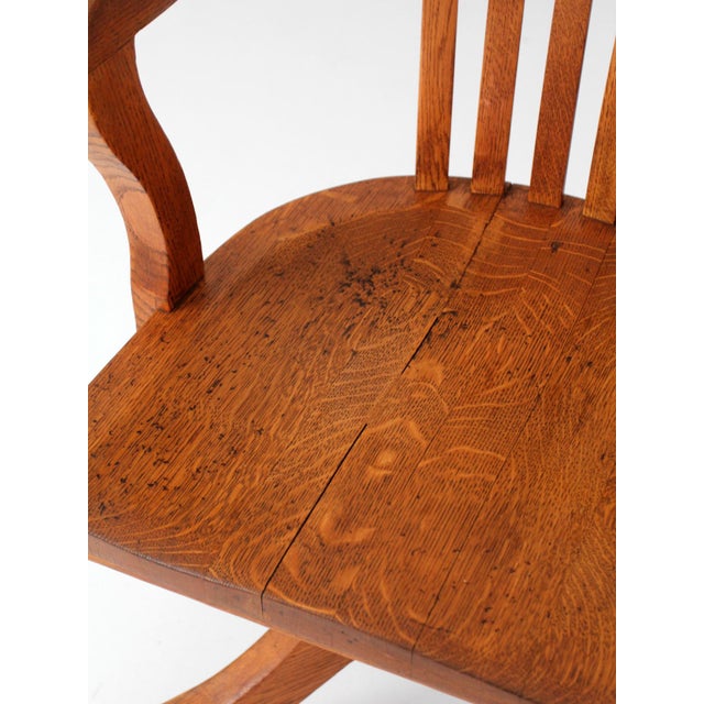 Early 20th Century Antique Gunlock Banker's Swivel Desk Chair For Sale - Image 5 of 17