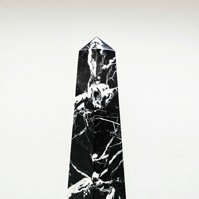 Large Hand-Carved Obelisk in Black Marble of Aquitaine, Italy, 1970s For Sale - Image 6 of 10