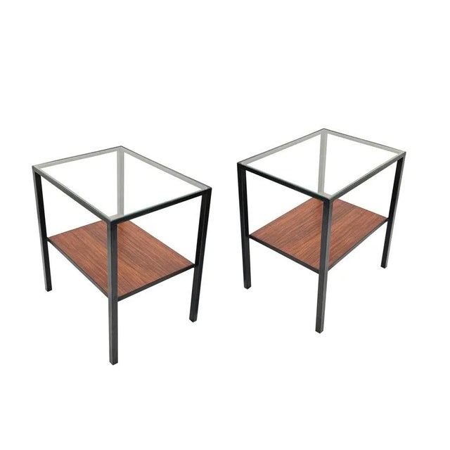 Italian Iron, Glass & Wood Coffee Table, 1960s, Set of 2 For Sale - Image 14 of 18