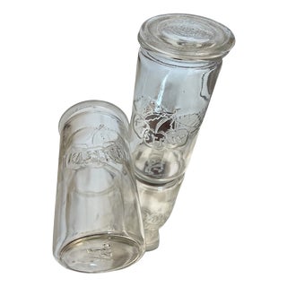 Mid-20th Century Embossed Cherry Glass Jars from Kastrup Glassworks, Denmark, Set of 2 For Sale