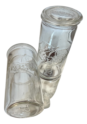Mid-20th Century Embossed Cherry Glass Jars from Kastrup Glassworks, Denmark, Set of 2