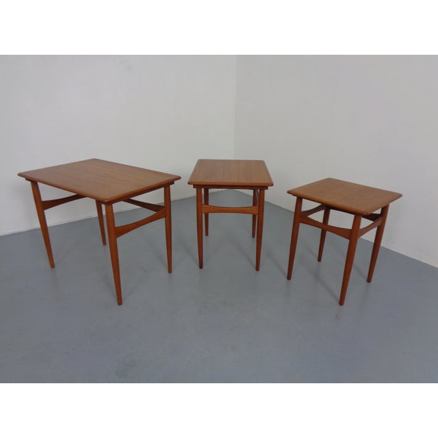 Vintage Teak Nesting Tables by Kai Kristiansen for Skovmand & Andersen, 1960s, Set of 3 For Sale - Image 6 of 18