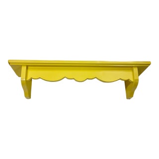 Mid 20th Century Americana Arts & Crafts Wall Shelf With Scalloped Front Apron, Newly Laquered For Sale