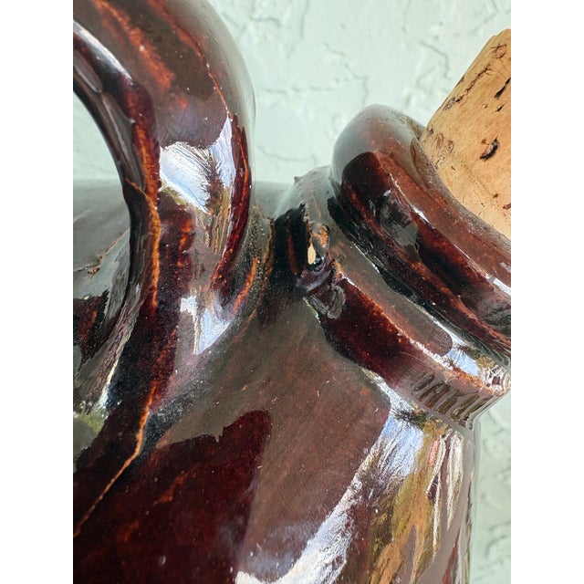 Antique American Brown/White Glazed Stoneware Jug With Handle, Circa 1900 For Sale - Image 9 of 11