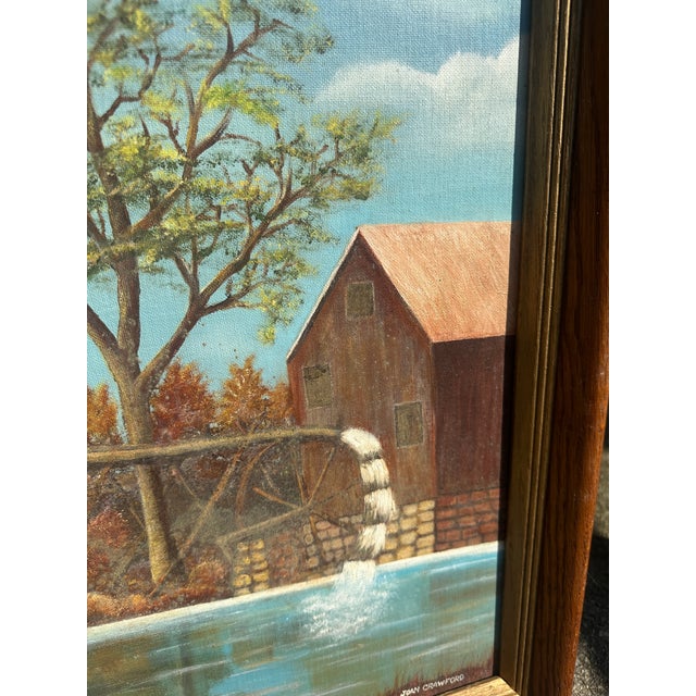 1990s Watermill and House Waterside Landscape Painting, Signed by the Artist, Framed For Sale In Atlanta - Image 6 of 10