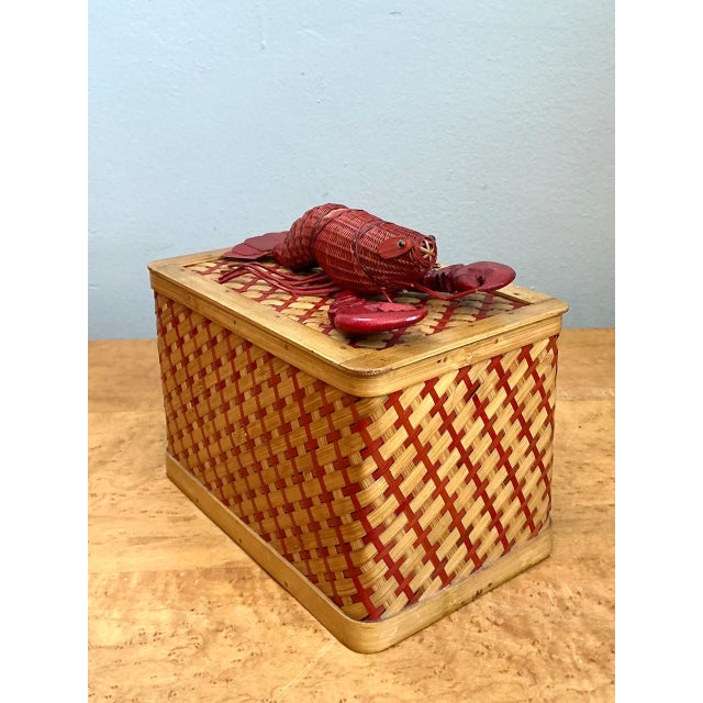 Vintage Shanghai Weave Rattan Lobster Box For Sale - Image 4 of 12