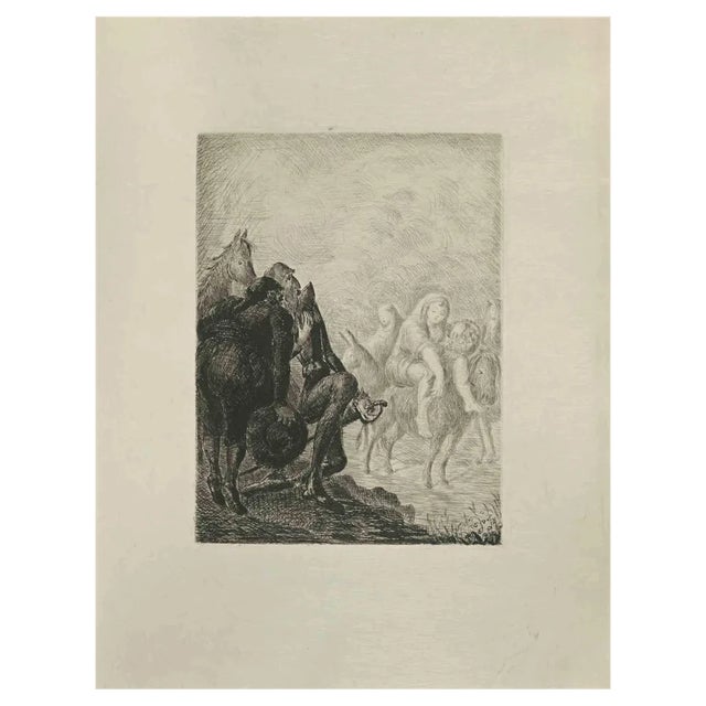 Wladyslaw Jahl, Don Quixote Observing, Etching, 1951 For Sale