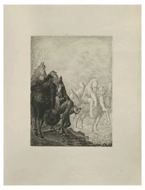 Wladyslaw Jahl, Don Quixote Observing, Etching, 1951