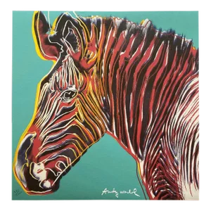 Andy Warhol Vintage 1986 Limited Edition Endangered Species Large Fine Art Lithograph Print " Grevy's Zebra " 1983