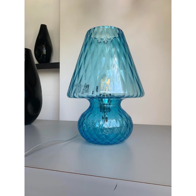 Glass Light-Blue Murano Style Glass With "Ballotton" Lamp For Sale - Image 7 of 9