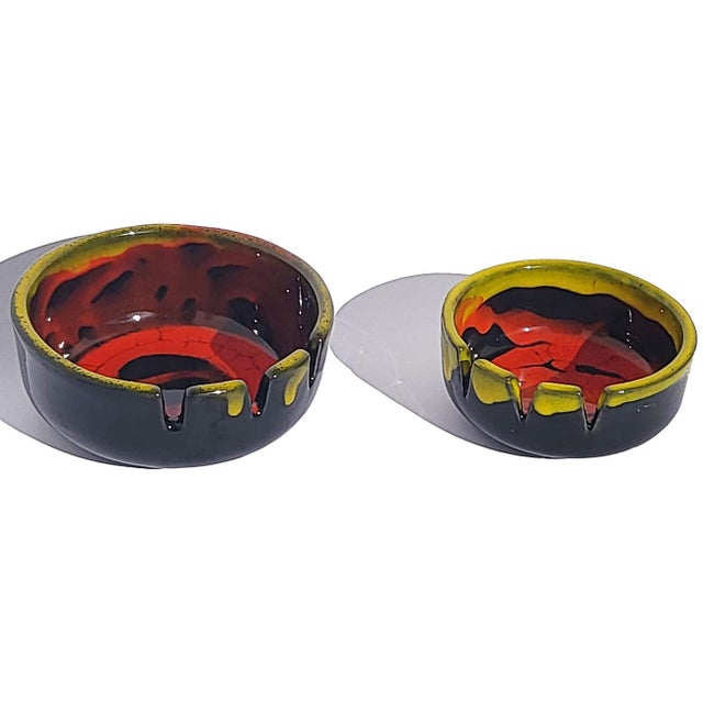 1970s California Originals Drip Glaze Ceramic Ashtrays, a Pair Chairish