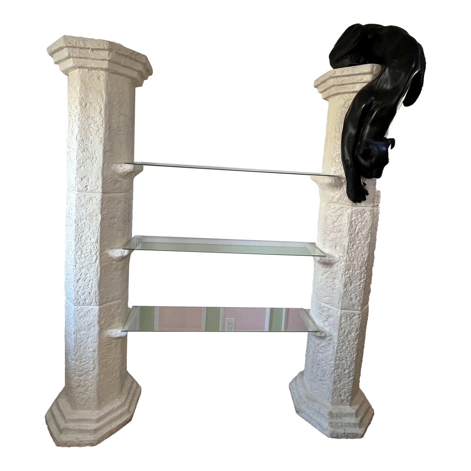 1980s Postmodern Plaster Columns Panther Shelves | Chairish