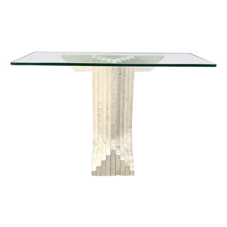 Vintage Travertine Console Table in the manner of Carlo Scarpa, 1970s For Sale