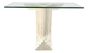 Vintage Travertine Console Table in the manner of Carlo Scarpa, 1970s