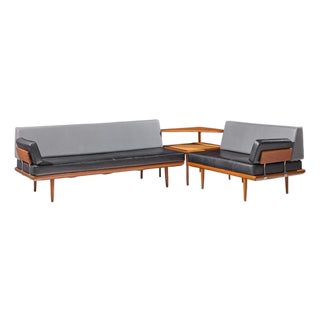 Peter Hvidt for France & Søns "Minerva" Mid Century Danish Teak Three Piece Sectional Sofa For Sale