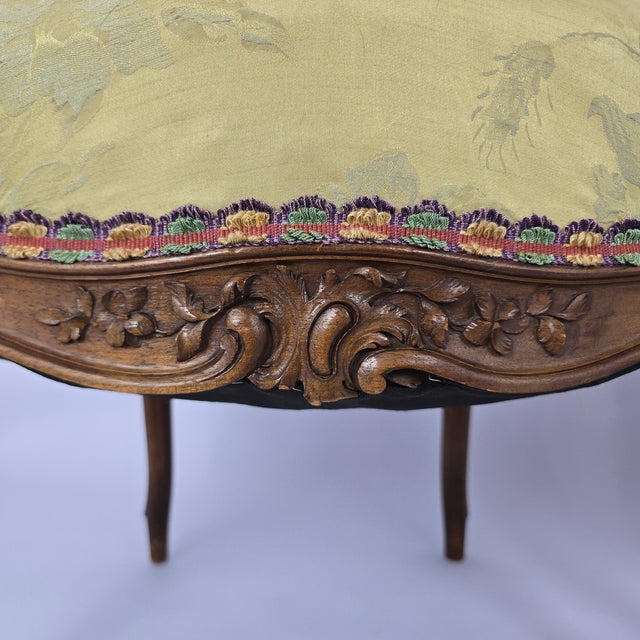 Brown 1950s French Louis XV Style Carved Fauteuil Arm Chairs For Sale - Image 8 of 10