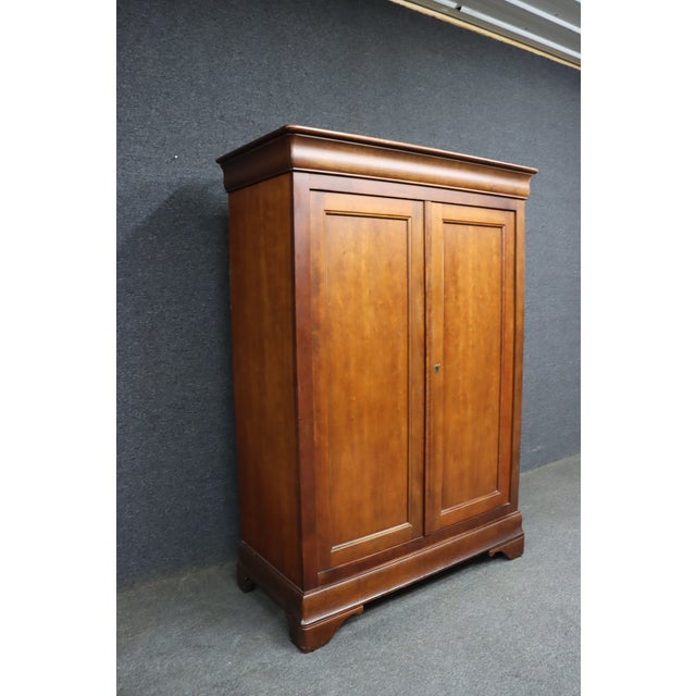 French Louis Philippe Style Cherry Armoire Wardrobe For Sale - Image 3 of 12