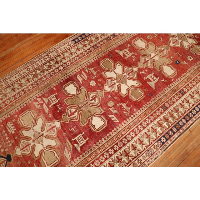 Red Antique Caucasian Shirvan Rug - 4'11" x 10'9" For Sale - Image 13 of 18