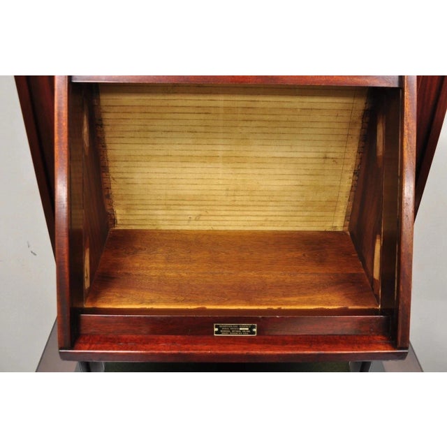 Red Antique General Optical Mahogany Ophthalmic Cabinet Roll Top Medical Work Desk For Sale - Image 8 of 11