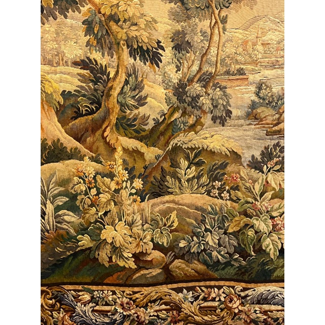 Tan Aubusson Large Wall Hanging Verdure Tapestry France For Sale - Image 8 of 12